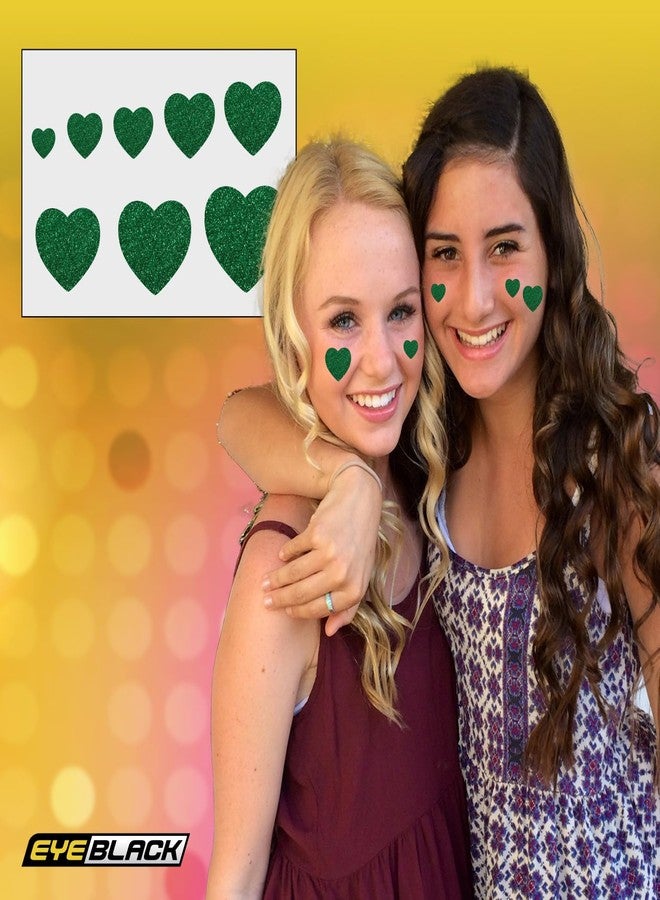 EyeBlack Glitter Heart Face Stickers - Sparkling Skin-Safe Decorations in Vibrant Single Colors, Festivals, Parties, Costumes - Set of 8 - Green - Image 4